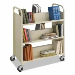 Front Page 21 Steel Book Cart, Six-Shelf, 36w X 18.5d X 43.5h, Sand