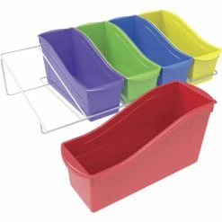Book Bins, W/ Rack, 14-3/10"Wx25-7/10"Lx7-1/4"H, Assorted