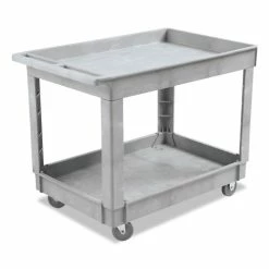 Utility Cart, Two-Shelf, Plastic Resin, 24w X 40d, Gray