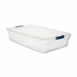 Clever Store Basic Latch-Lid Container, 17 3/4w X 29d X 6 1/8h, 41qt, Clear