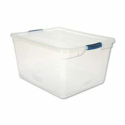 Clever Store Basic Latch-Lid Container, 18 5/8w X 23 1/2d X 12 1/4h 71qt, Clear