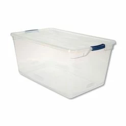 Clever Store Basic Latch-Lid Container, 17 3/4w X 29d X 13 1/4h, 95qt, Clear